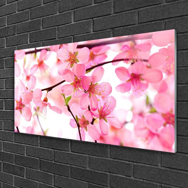 Quadro in vetro Pianta di fiori 100x50 cm 2 appendini