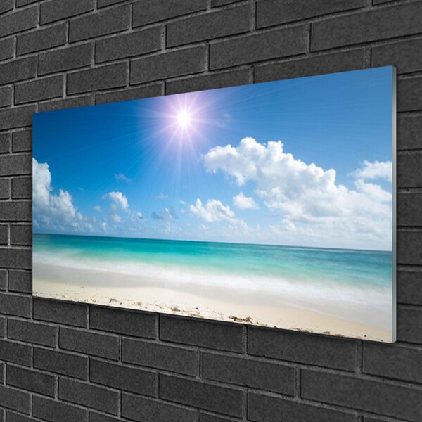 Quadro vetro Mare spiaggia sole paesaggio 100x50 cm 2 appendini