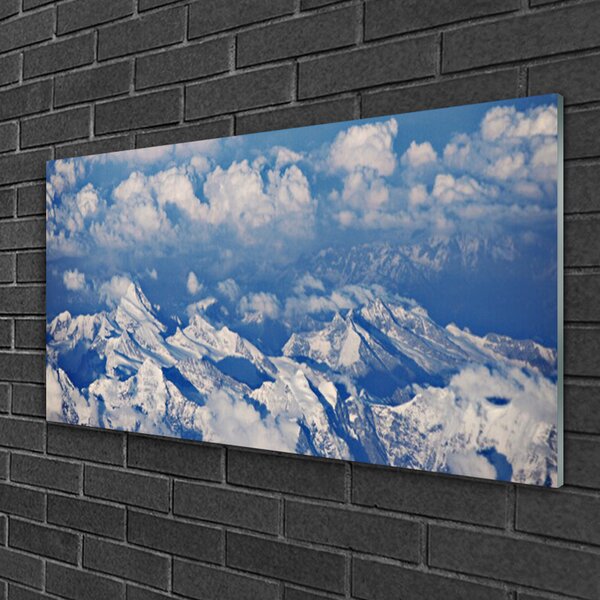 Quadro in vetro Paesaggio della montagna di nuvole 100x50 cm 2 appendini
