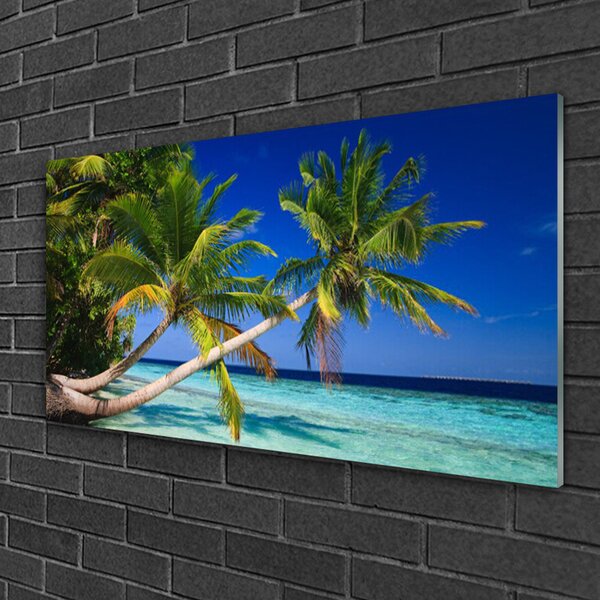 Quadro in vetro Palm Tree Sea Landscape 100x50 cm 2 appendini