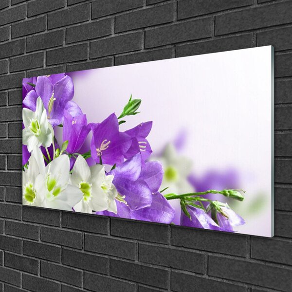 Quadro in vetro Pianta di fiori 100x50 cm 2 appendini