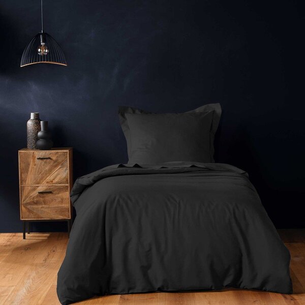 Copripiumino nero in cotone per letto singolo 140x200 cm Lina – douceur d'intérieur