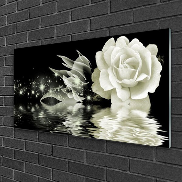 Quadro in vetro Pianta di fiori di rosa 100x50 cm 2 appendini