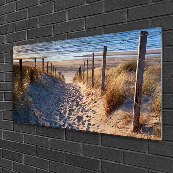 Quadro in vetro sentiero Paesaggio marino 100x50 cm 2 appendini