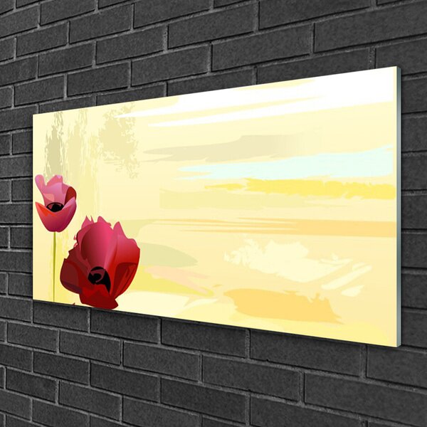 Quadro di vetro Pianta di fiori 100x50 cm 2 appendini