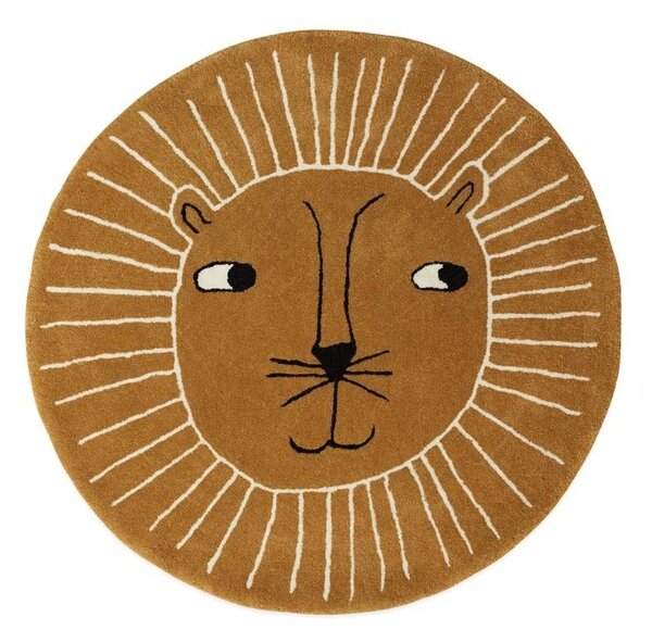 Tappeto per bambini marrone in misto lana ø95 cm Lion – OYOY Mini