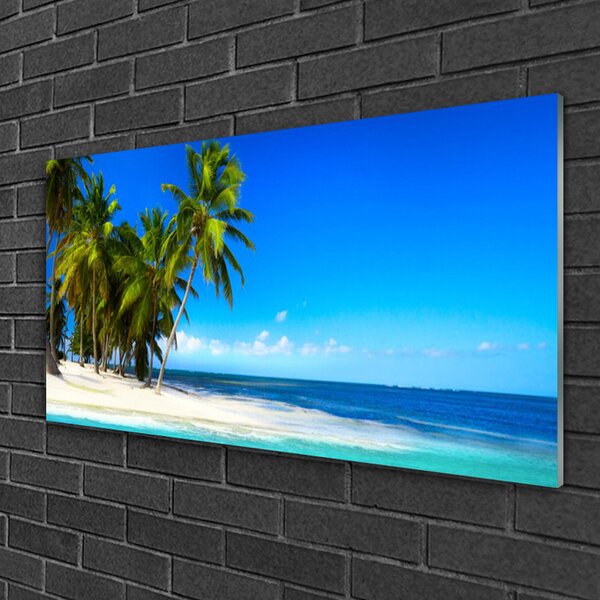 Quadro vetro Palm Tree Sea Landscape 100x50 cm 2 appendini