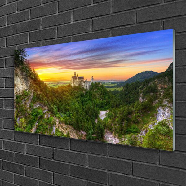 Quadro su vetro Paesaggio montano 100x50 cm 2 appendini