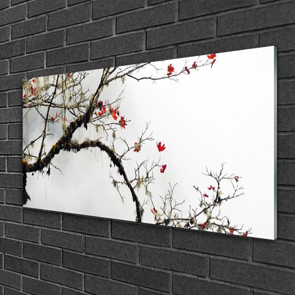 Quadro in vetro Ramo Impianto Naturale 100x50 cm 2 appendini