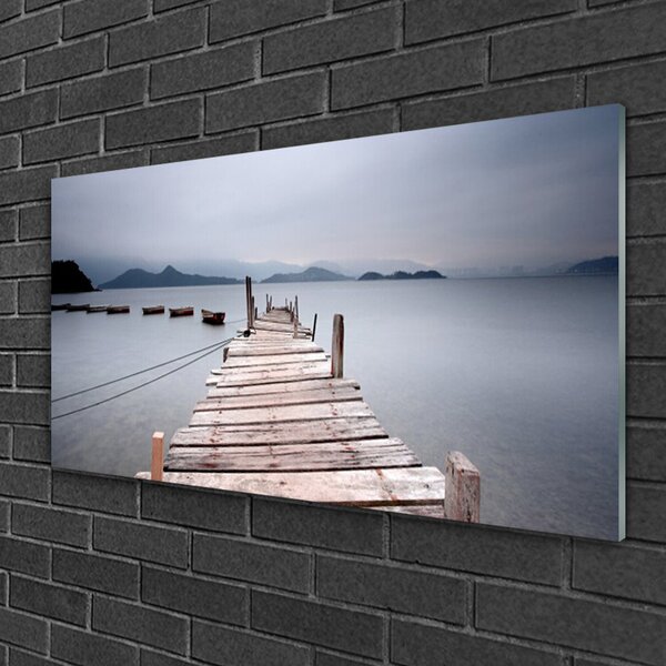 Quadro in vetro Architettura del mare a ponte 100x50 cm 2 appendini