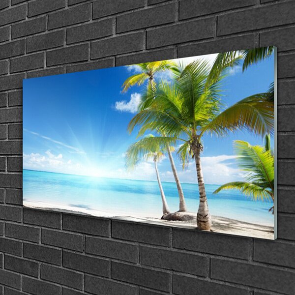 Quadro vetro Palm Tree Sea Landscape 100x50 cm 2 appendini