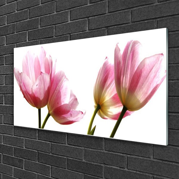 Quadro in vetro Pianta di fiori 100x50 cm 2 appendini