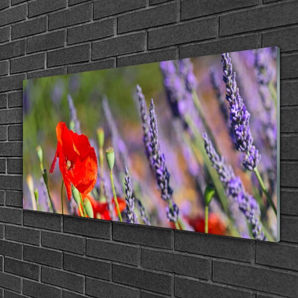Quadro vetro Pianta di fiori 100x50 cm 2 appendini