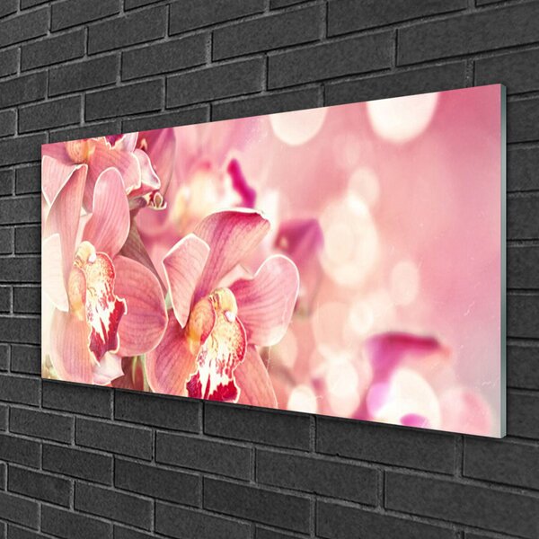 Quadro in vetro Pianta di fiori 100x50 cm 2 appendini
