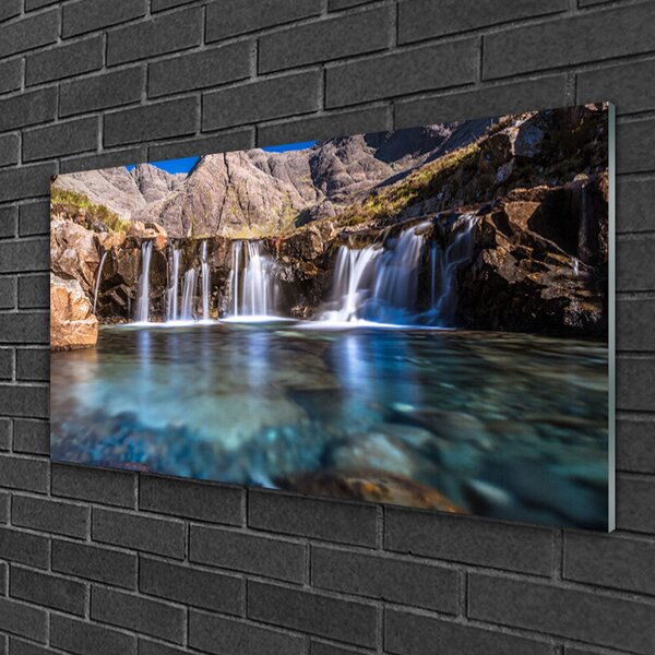 Quadro su vetro Cascata Natura 100x50 cm 2 appendini