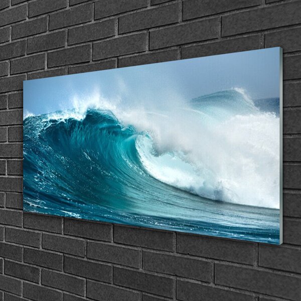 Quadro in vetro Paesaggio delle onde 100x50 cm 2 appendini