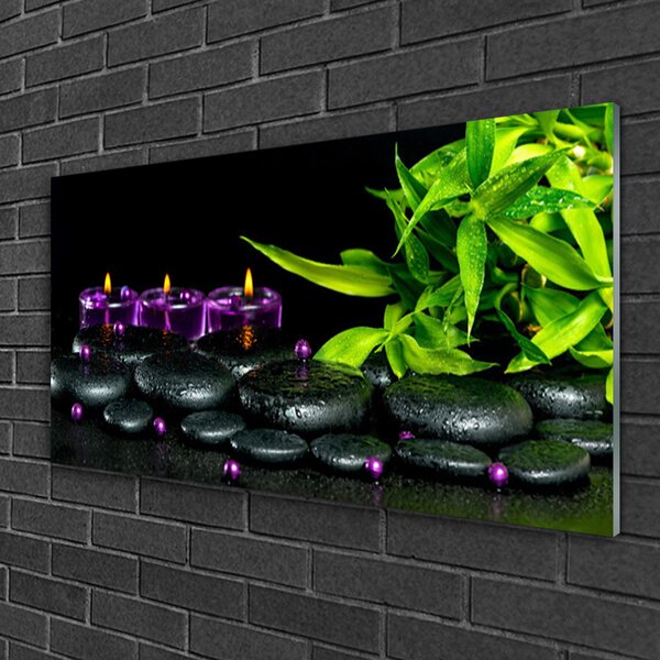 Quadro in vetro Candele Spa Beautiful 100x50 cm 2 appendini