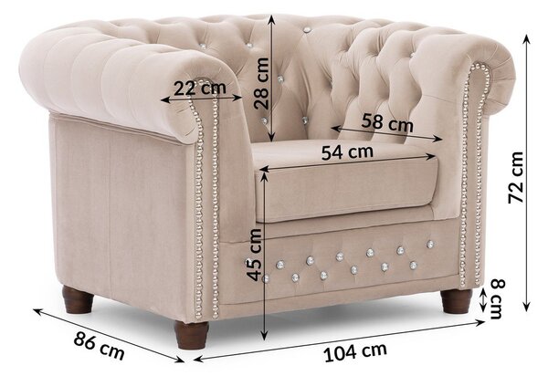 Poltrona chesterfield beige con rivestimento in velluto York Blik – Ropez