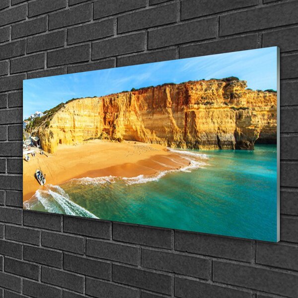 Quadro vetro Paesaggio della baia 100x50 cm 2 appendini