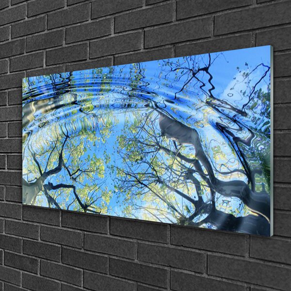 Quadro in vetro Acqua Alberi Arte Natura 100x50 cm 2 appendini