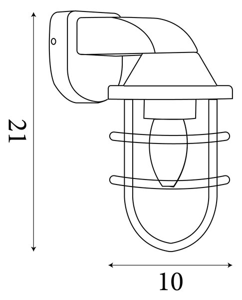 Applique Contemporanea Mare Policarbonato Nero Trasparente 1 Luce E27