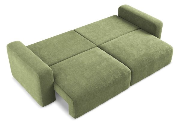 Divano verde allungabile/con contenitore con rivestimento in ciniglia 252 cm Kona – Makamii