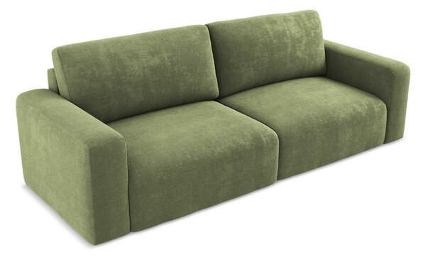 Divano verde allungabile/con contenitore con rivestimento in ciniglia 252 cm Kona – Makamii