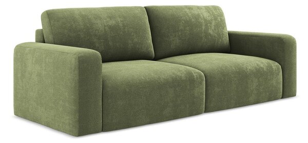 Divano verde allungabile/con contenitore con rivestimento in ciniglia 252 cm Kona – Makamii