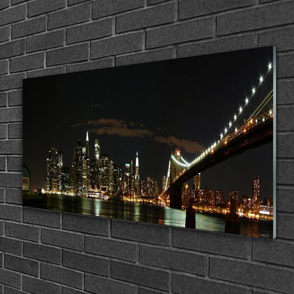 Quadro su vetro Architettura della città del ponte 100x50 cm 2 appendini