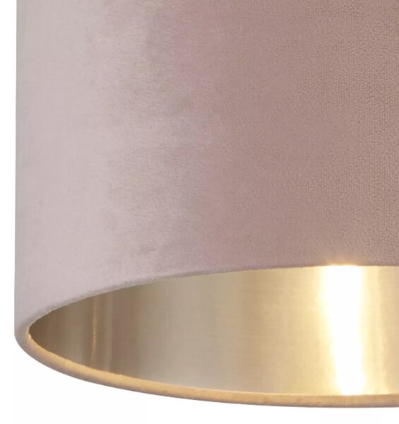 Paralume Contemporaneo Tamburo Acciaio Rosa Tessuto Argento 1 Luce D28Cm