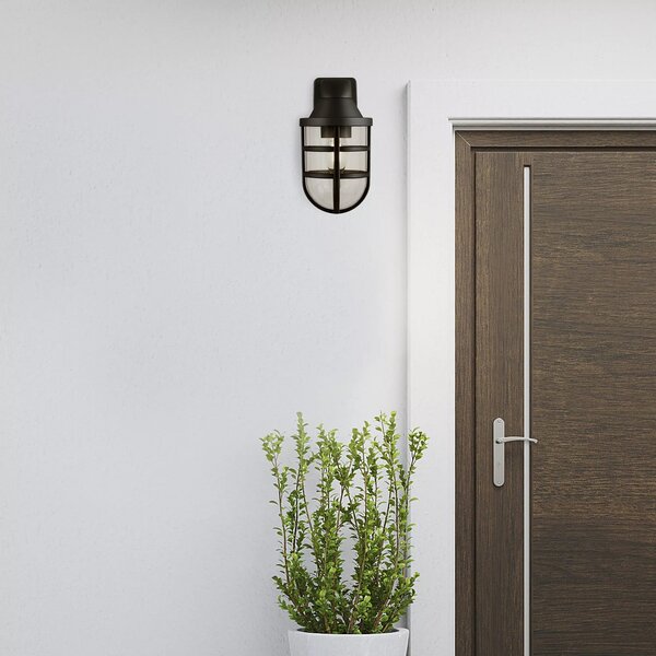 Applique Contemporanea Mare Policarbonato Nero Trasparente 1 Luce E27