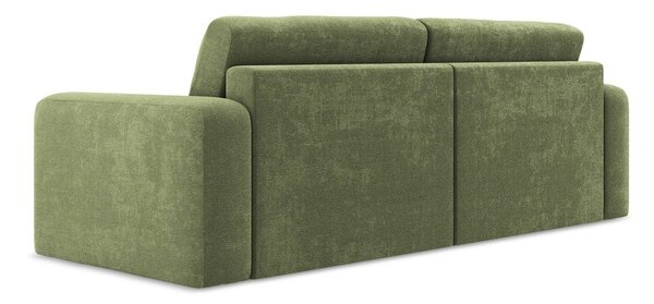 Divano verde allungabile/con contenitore con rivestimento in ciniglia 252 cm Kona – Makamii