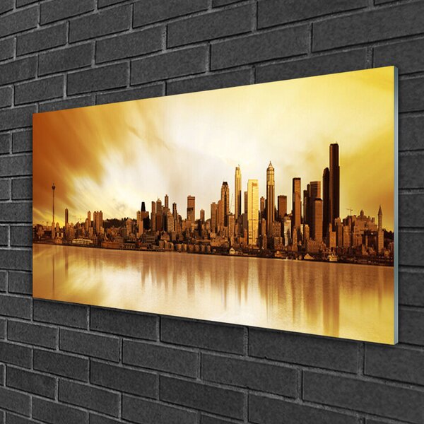 Quadro vetro Case di città 100x50 cm 2 appendini
