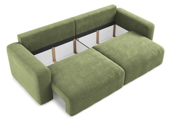 Divano verde allungabile/con contenitore con rivestimento in ciniglia 252 cm Kona – Makamii