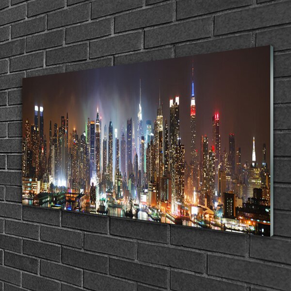 Quadro in vetro Case di città 100x50 cm 2 appendini