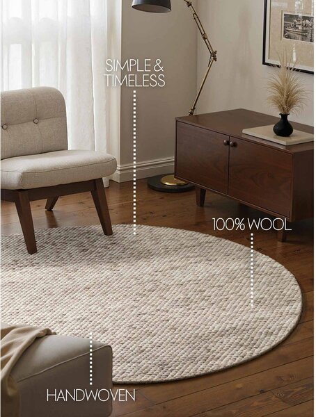 Tappeto rotondo beige/di colore naturale in lana tessuto a mano ø 200 cm Lyon Beans – Elle Decoration