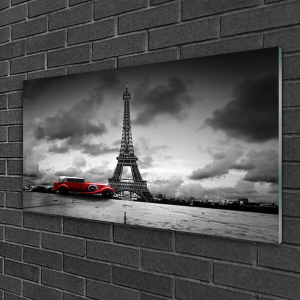 Quadro di vetro Torre Eiffel Architettura 100x50 cm 2 appendini