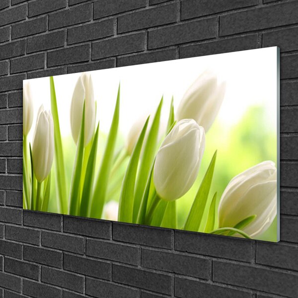 Quadro in vetro Fiori di tulipani 100x50 cm 2 appendini