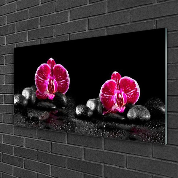 Quadro vetro Orchidea per la pace 100x50 cm 2 appendini