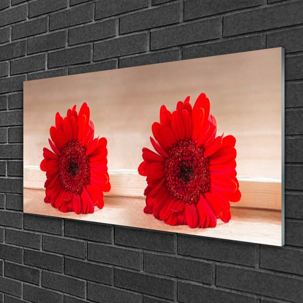 Quadro in vetro Pianta di fiori 100x50 cm 2 appendini