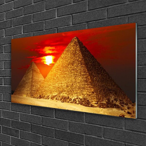 Quadro vetro Piramidi Architettura 100x50 cm 2 appendini