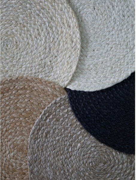 Tappeto rotondo color crema in iuta reversibile/tessuto a mano ø 100 cm Braided – Hanse Home