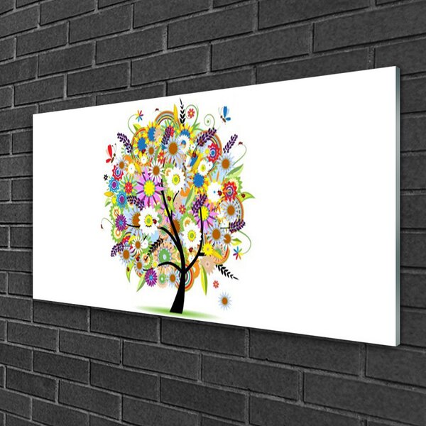 Quadro in vetro Arte dell'albero 100x50 cm 2 appendini