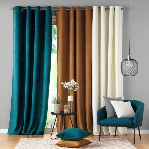 Tenda in velluto a coste blu 140x260 cm Casual - douceur d'intérieur