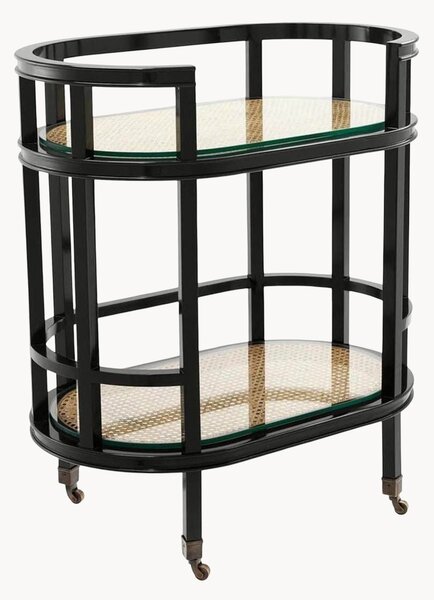 Carrello portavivande in mogano e rattan Bahamas