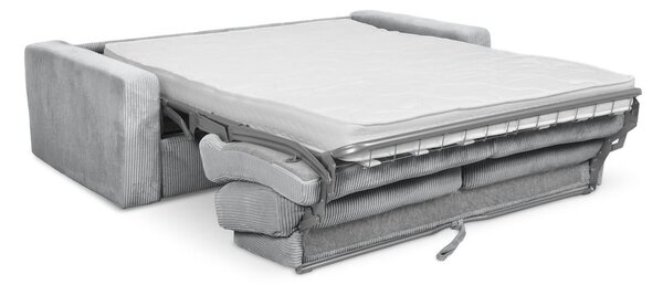 Divano grigio chiaro allungabile con rivestimento in velluto a coste 195 cm Nona – Makamii