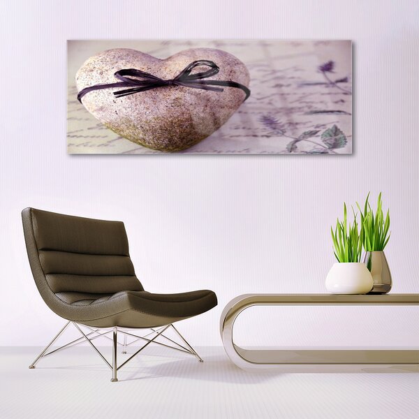 Quadro su vetro Arte della pietra del cuore 100x50 cm 2 appendini