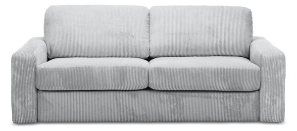 Divano grigio chiaro allungabile con rivestimento in velluto a coste 195 cm Nona – Makamii