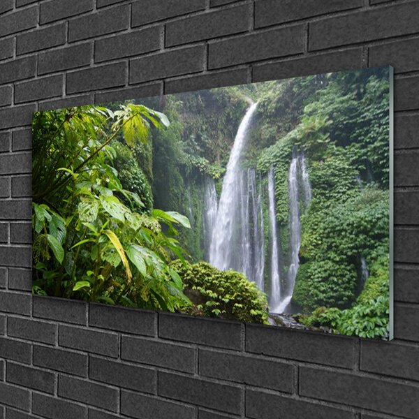 Quadro in vetro Cascata Natura 100x50 cm 2 appendini