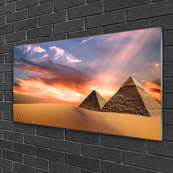 Quadro in vetro Piramidi del deserto 100x50 cm 2 appendini